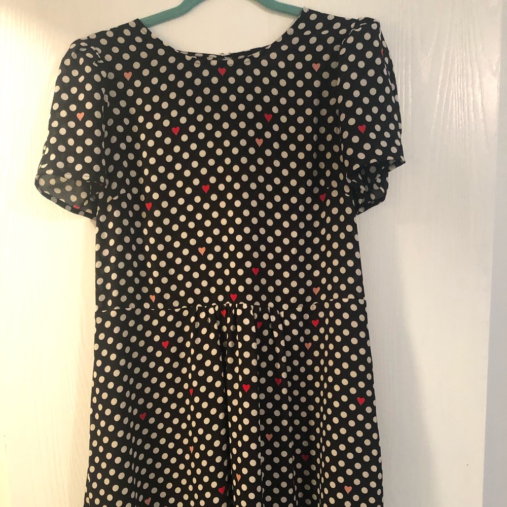 POPSUGAR babydoll dress- Black with hearts Size M
